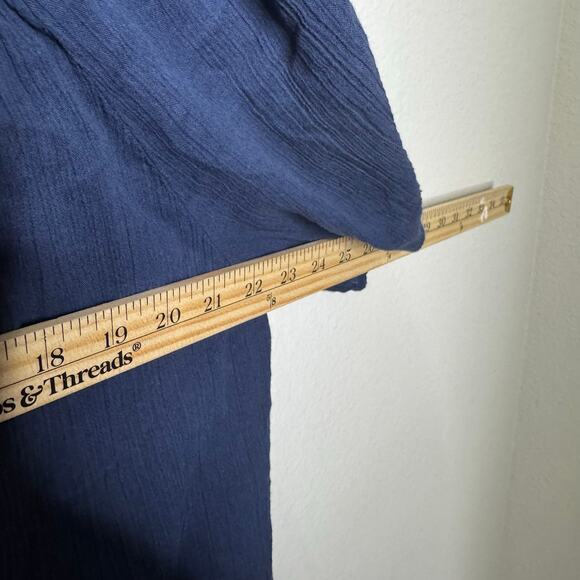 Catherines 1X Blue Embroidered Cotton Boho Peasant Top Tassel V-Neck  Blouse - Picture 3 of 6